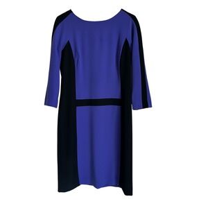 Liz Claiborne Purple Black Color Block Career‎ Work Office Sheath Dress Sz 6